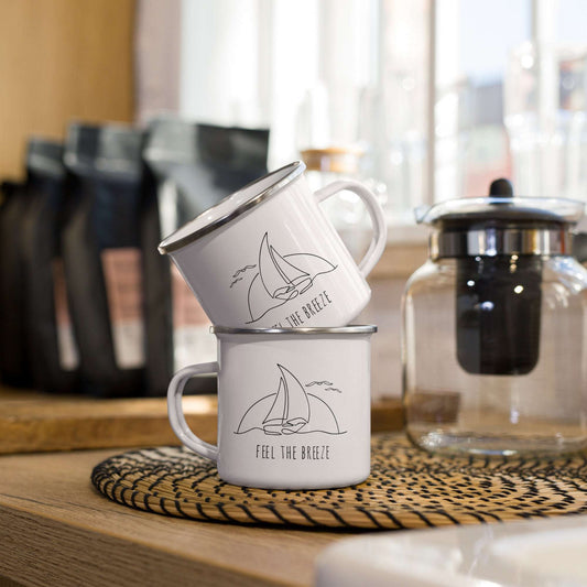Feel the Breeze Enamel Mug - Boat Sailing