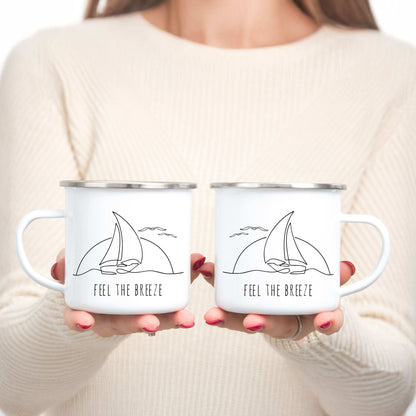 Feel the Breeze Enamel Mug - Boat Sailing