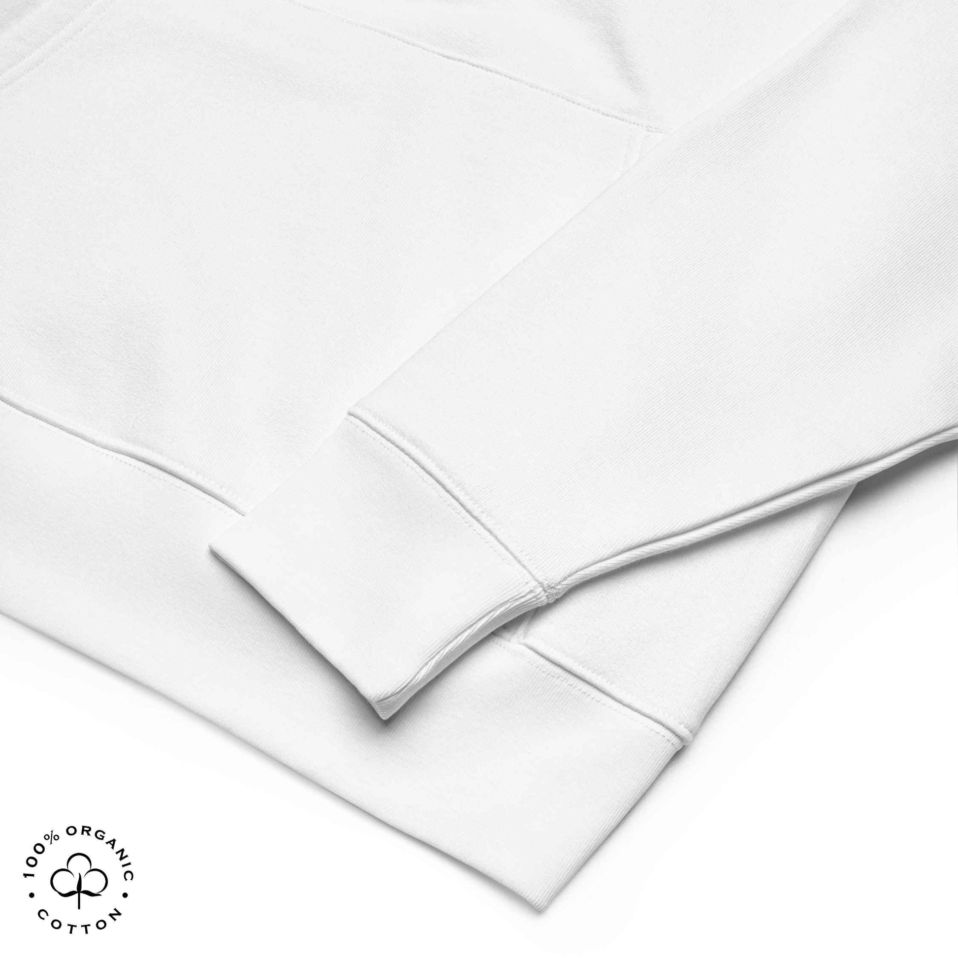 White organic cotton hoodie fabric.