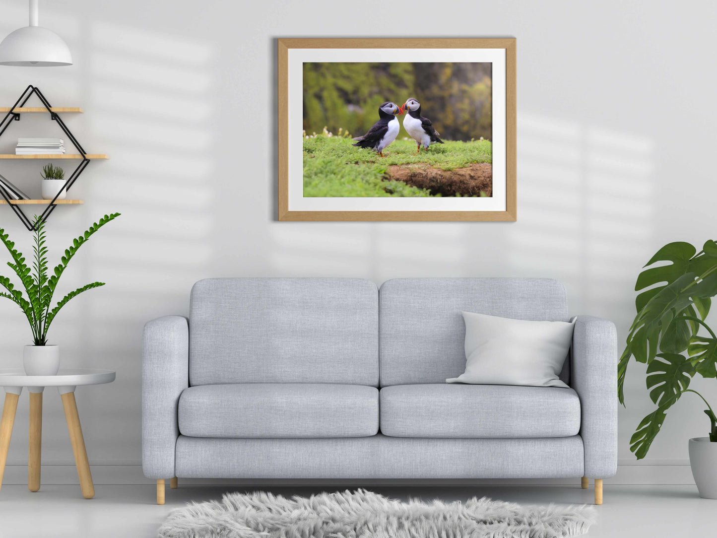 PAIR OF PUFFINS SEABIRDS ON THE ISLAND Poster Print